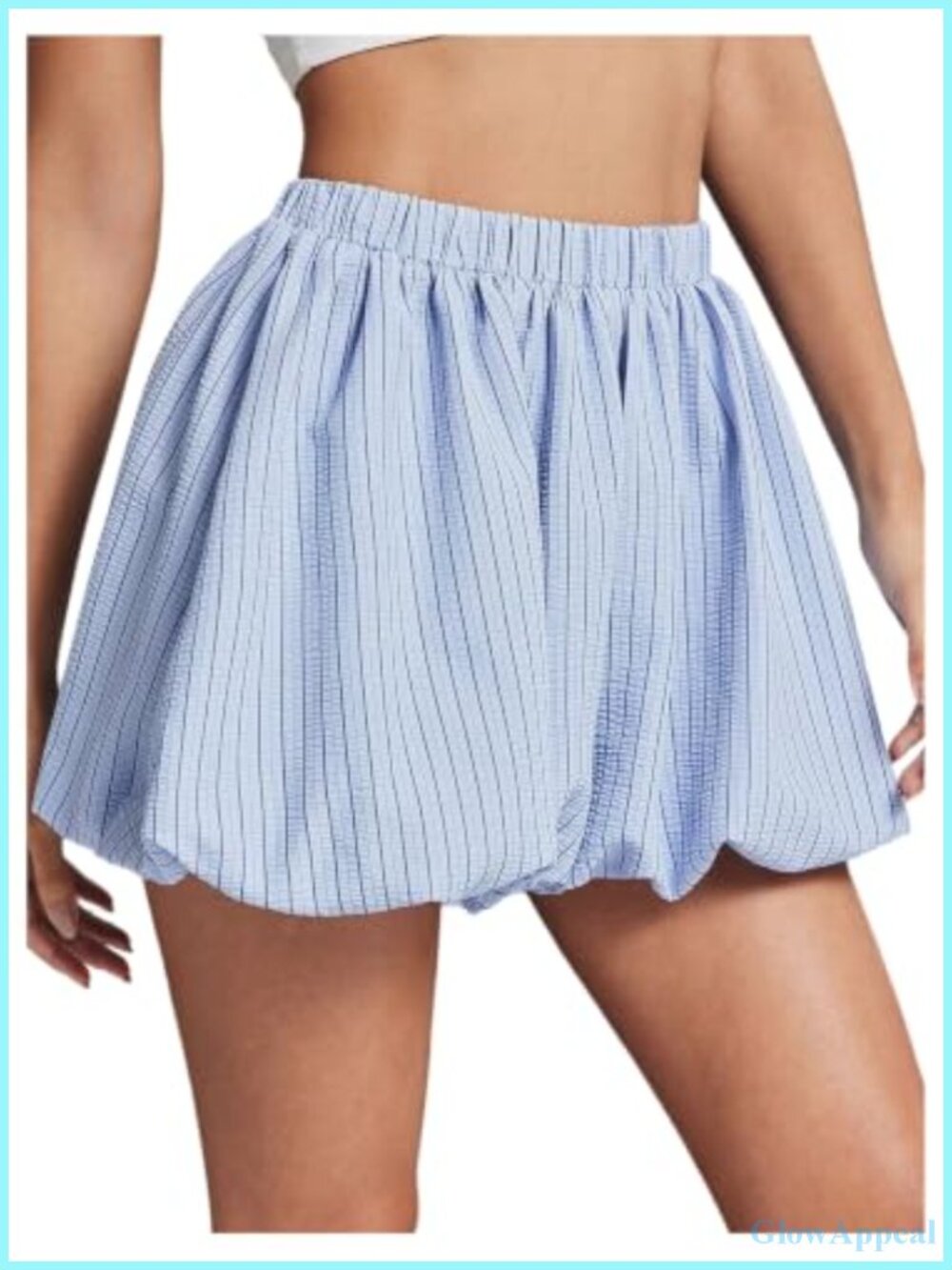 Women's Striped Bubble Shorts High Waisted Puffy Bloomers Mini